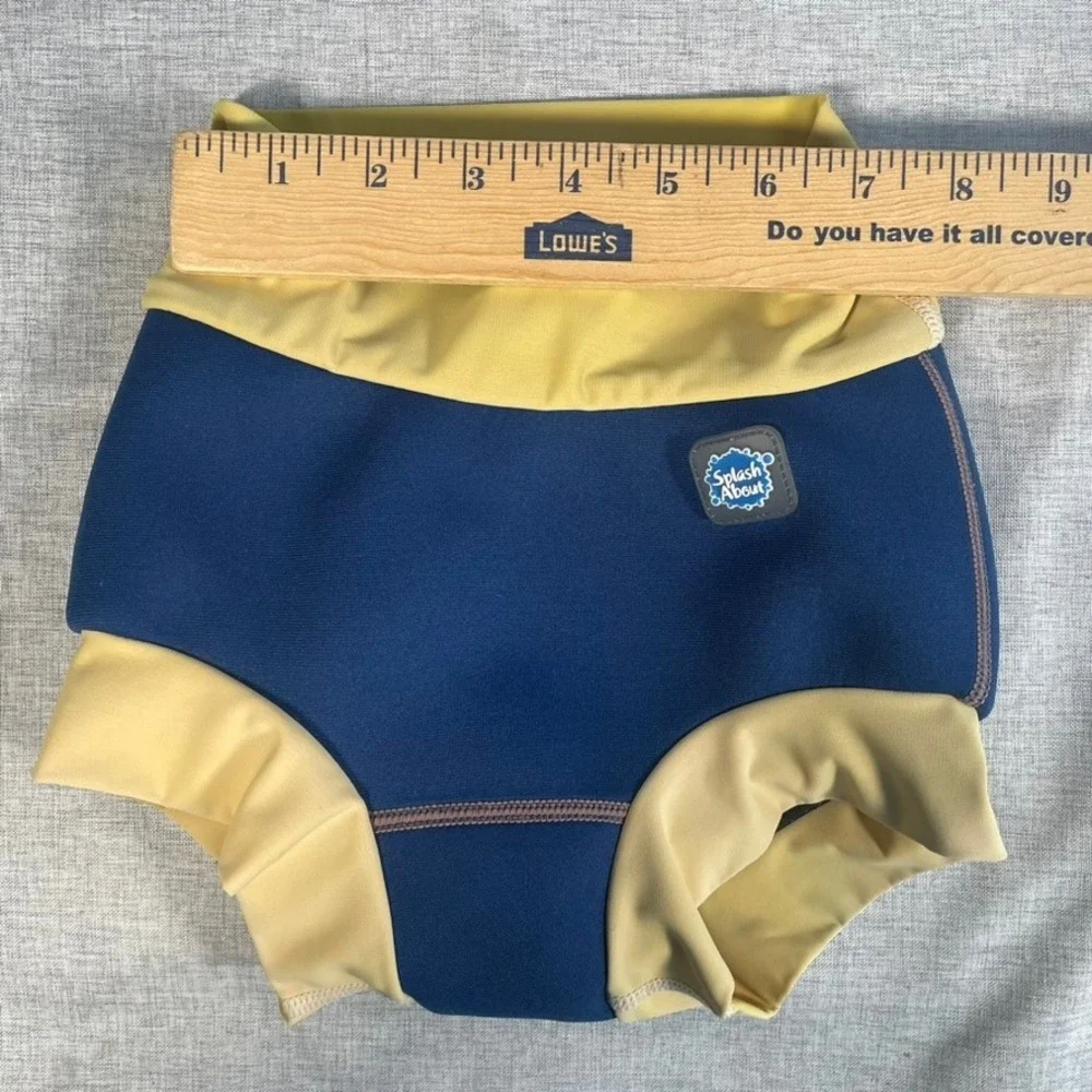 Splash About Happy Nappy Duo Swim Diaper Blue Yellow Neoprene Baby Toddler 3-4